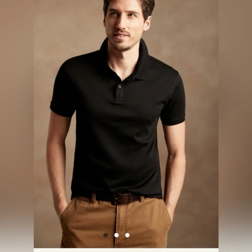 Banana Republic Luxe Touch Performance Polo shirt (True Black, medium )